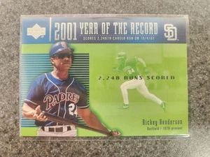 2002 Upper Deck Béisbol Rickey Henderson 2001 Año del Récord Corre Anotado - Imagen 1 de 2