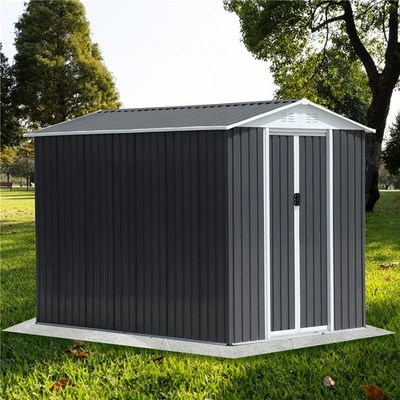 6' x 9' Outdoor Metal Storage Shed w/Lockable Door for Backyard Garden tool shed - Image 1 of 4