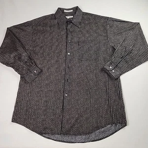 Perry Ellis Men Long Sleeve Large Cotton Button Front Shirt Geometric Print - Picture 1 of 9