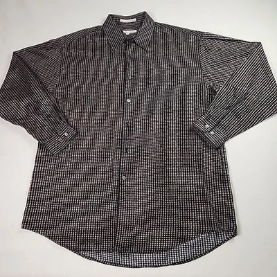 Perry Ellis Men Long Sleeve Large Cotton Button Front Shirt Geometric Print - Image 1 of 4