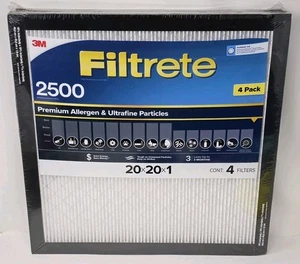 3M Filtrete AC Ofenluftfilter, MERV 14, MPR 2500, 20x20x1" (4er Pack) - NEU - Bild 1 von 7