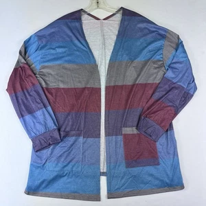 Poetry Open Cardigan Top Striped Women’s Size 3XL Long Sleeves & Pockets Blouse - Picture 1 of 5
