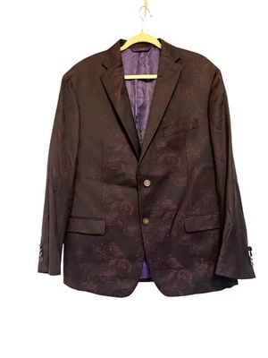Chaqueta Blazer Para Hombres 44R Robert Graham Metálica Patrón Floral Forro Púrpura Foto 1 de 4
