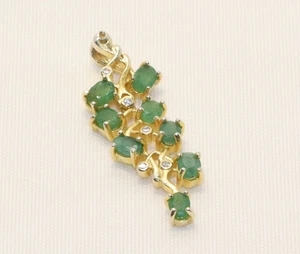 Smaragd-Anhänger mit Zirkon 925er Silber vergoldet Neu - Bild 1 von 3