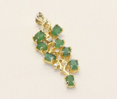 Smaragd-Anhänger mit Zirkon 925er Silber vergoldet Neu - Bild 1 von 3