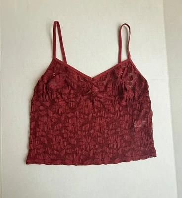 Aerie Women's Offshore Red Floral Lace Sleepwear Camisole Top Size Large - Image 1 of 4