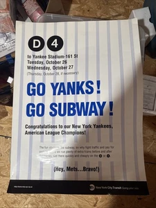 Super Rare Mta New York Yankees Mets 2000 World Series Subway Poster - Bild 1 von 10