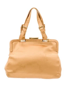 Prada Gold Satin Frame Satchel Purse Tessuto Metallo Cloth Handbag Rare Vintage - Bild 1 von 11