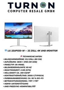 LG 32UN550-W 32 Zoll 4K LED-Monitor - Weiß/Silber - Bild 1 von 3
