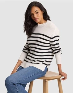 Maglione donna Cozy Earth Rowan osso/jet righe nere taglia "S" WRSBJBSS9539 - Foto 1 di 16