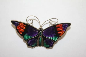 David Anderson Sterling Silver Enamel Butterfly Brooch Pin Norway 2-1/8" - Picture 1 of 9