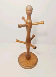 Vintage Becherbaum/Tassenständer aus braunem Holz mit 6 Halterungen ~ 34 cm hoch - Bild 1 von 14