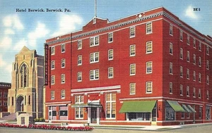 Cartolina PA: Hotel Berwick, Berwick, Pennsylvania, lino vintage anni '40 - Foto 1 di 2