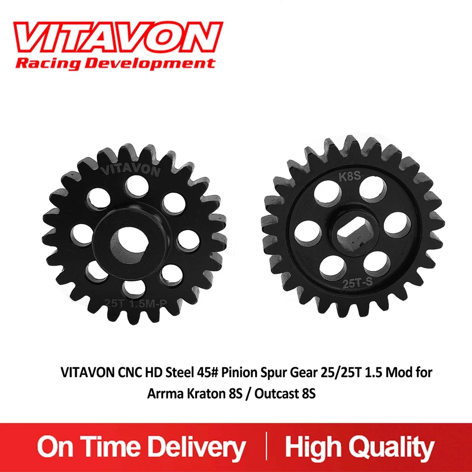 Vitavon CNC HD Steel 45# Pinion Spur Gear 25/25T 1.5 Mod for Kraton / Outcast 8S - Image 1 of 1