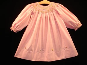 Ciao Bebe NUEVO Bordado a Mano Bishop Vestido ahumado Bebé Niña Rubor ROSA Talla 9M - Imagen 1 de 6