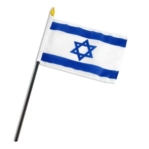 Israel Star Flag 4"x6" Desk Table Stick (Sewn Edges) - Picture 1 of 1