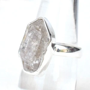 925 Sterling Silver Herkimer Diamond Ring Natural Raw Diamond Crystal Ring-H012 - Picture 1 of 3