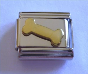 Cionondoli Italiani 9mm E113 Placcato Oro Osso Cane Adatta Bracciale Taglia Classica - Foto 1 di 1