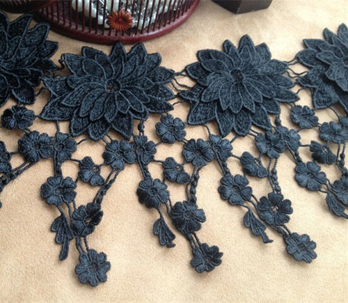 OFF WHITE Abito da ballo da sera pizzo bordo fiore guipure costume nastro finitura matrimonio 1 anno