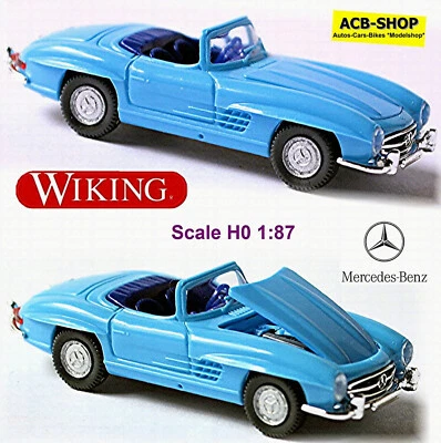 Mercedes-Benz 300 Sl Roadster 1957-63 W 198 II Celeste 1:87 Wiking 834 03 - Immagine 1 di 3