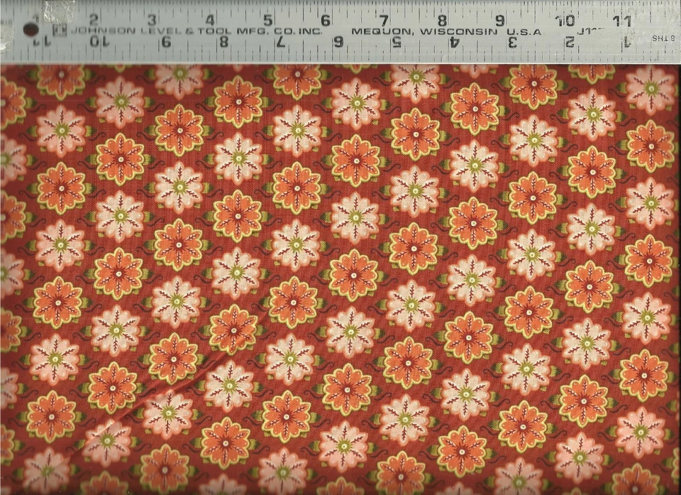 Willow BTY Junebee Ink & Arrow Set Flowers Floral Olive Cream Burnt Orange