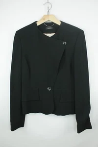 MAX&Co Max Mara Black Stretch Viscose Asymmetric Formal Blazer Jacket US 12/ L - Picture 1 of 11
