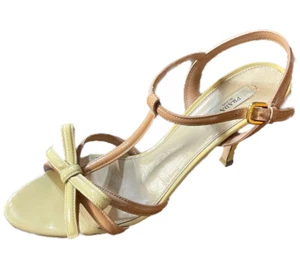 SANDALI PRADA BICOLORE IN PELLE PATINATA FIOCCO VAMP RUNWAY DEMPS 39,5/9,5 - Foto 1 di 8