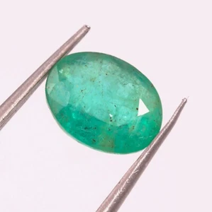 1.4 Ct Certified Natural Zambian Emerald Oval Cut Faceted Emerald Loose Gemstone - Picture 1 of 3