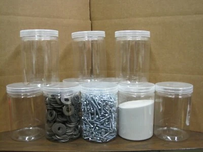 10 Clear  Plastic Jars  4 3/4  X 3 1/4  .015  L@@K NEW - Image 1 of 4