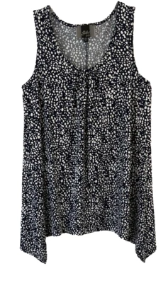 Camiseta sin mangas Slinky Brand elástica sin arrugas talla M azul blanco geométrica para mujer CBY5 Foto 1 de 4