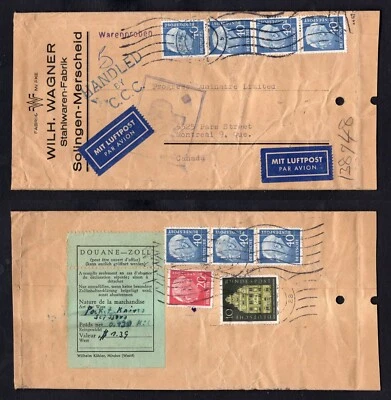 GERMANY 1957 Cover to Canada. Pocket Knives Samples Envelope. Customs Label - Image 1 of 3
