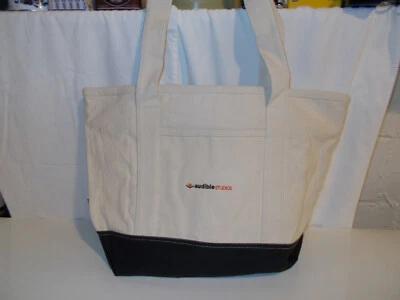 Nuevo bolso tote de lona Gemline; negro y marfil con cremallera interior, libre de humo Foto 1 de 4