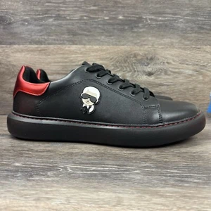 Karl Lagerfeld Paris Shoes Men Size 13 Karl Head Black Red Sneakers Lace up - Picture 1 of 16