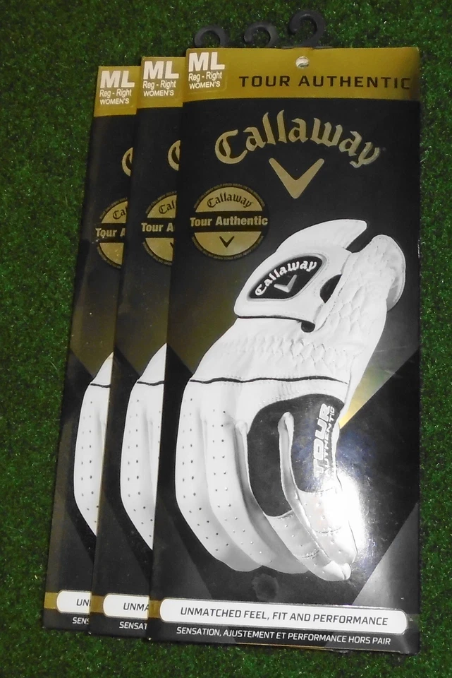 Nuevos 3 Guantes Callaway Tour Auténticos Damas, ML, DIESTRO para Jugadores Zurdos, Cabretta Foto 1 de 1