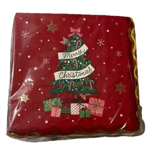 CLEMENTINE Paper Lunch Napkins ๐โค๏ธ 40pcs MERRY CHRISTMAS Gold CLR Borders NWT - Picture 1 of 5