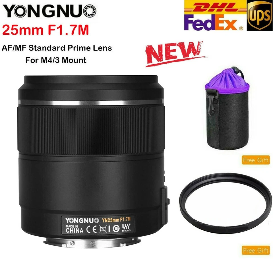 Yongnuo YN25mm F1.7M AF/MF Lens for Micro M4/3 Mount Olympus Panasonic GH5 G100 - Image 1 of 4