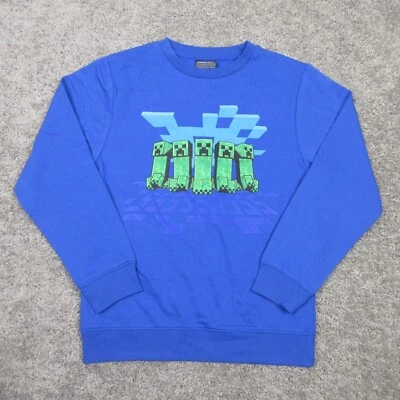 Suéter Minecraft Niños Medio Azul Gráfico Creeper Pullover Cuello Redondo Sudadera Foto 1 de 4