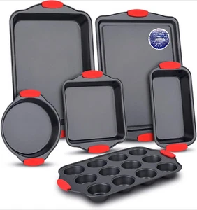 Baking Set – 6 Piece Kitchen Oven Bakeware Set – Deluxe Non-Stick Black - Picture 1 of 8