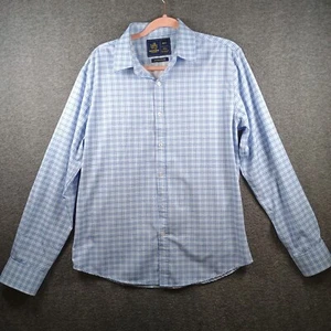 Rugby University Button Shirt Mens M Plaid Lightweight Missing Button Stretch - Picture 1 of 11