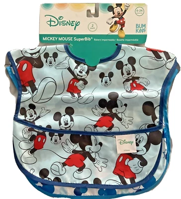 Disney Bum-kins Mickey Mouse Super Babero con Bolsa FoodCatcher Paquete de 2 6-24 Meses Foto 1 de 3