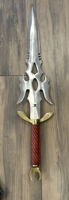RARE ONE OF A KIND DAGGER BLADE SWORD AND LEATHER SHEATH Made In Pakistan 30”x7” - Image 1 of 4