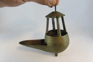 VINTAGE seltene Judaica Lampe / ÖLLAMPE BRONZE WAHRSCHEINLICH MAROKKO - Bild 1 von 12