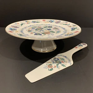 Soporte de pedestal de pastel de porcelana con servidor - adornado en oro ~ Andrea de Sadek - Imagen 1 de 7