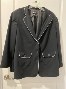 Maggie Barnes Damen Sakko Blazer schwarz mit Knopfleiste Größe 26 W weißer Besatz - Bild 1 von 12