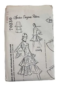 SPADEA Design Sewing Pattern #70230 WENDY Flounced Drop Waist Dress Sz 14 UNCUT - Picture 1 of 3
