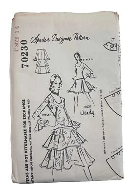 SPADEA Design Sewing Pattern #70230 WENDY Flounced Drop Waist Dress Sz 14 UNCUT - Image 1 of 3