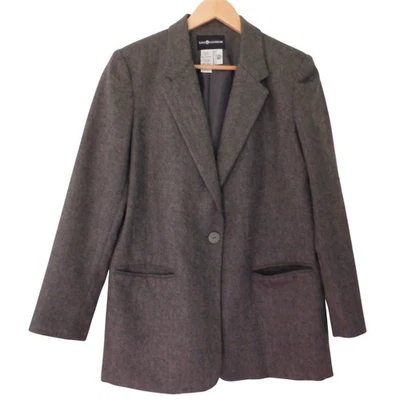 Blazer para mujer Sag Harbor gris 100 % lana forrado con un botón talla 12 chaqueta Foto 1 de 4