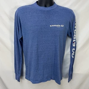 VINTAGE 80S SWEATS BI EBE BLUE L/S T SHIRT S/M USA DISTRESSED THIN SINGLE STITCH - Picture 1 of 5