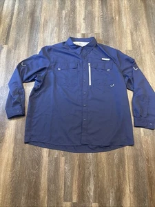 Realtree Shirt Men's 2XL Long Sleeve Blue Fishing Vented Relaxed Fit Button Down - Picture 1 of 13