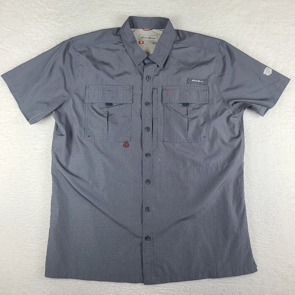 Eddie Bauer Shirt Mens TXL XL Tall Blue Classic Vented Sport Shop Flap Pocket - Image 1 of 4